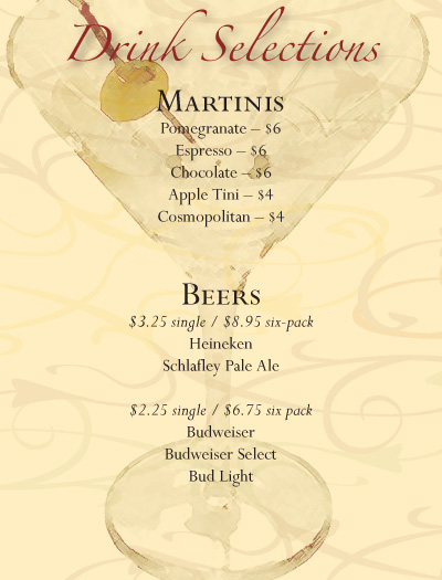 drinks menu